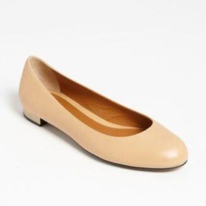 FENDI Crayons Nude Beige Leather Logo Heel Ballerina Ballet Flats Shoes